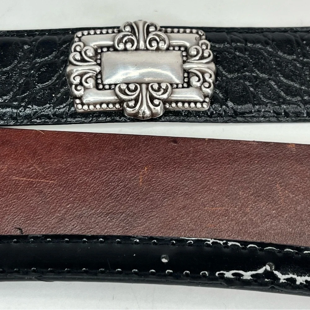 Belts Black Leather Lg Silver Croc Concho Adjustable + Brown Cherokee M 3 total